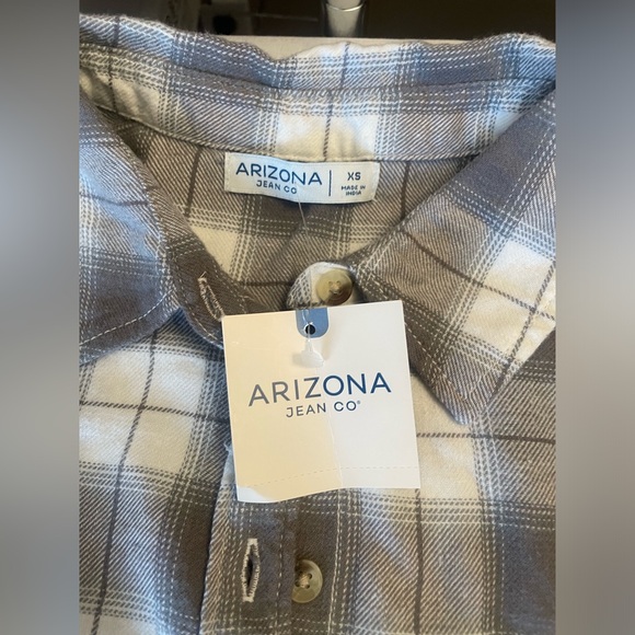 Arizona Jean Co Women’s 100% Cotton Flannel Cream and Grey XS. New w tag - Picture 4 of 7